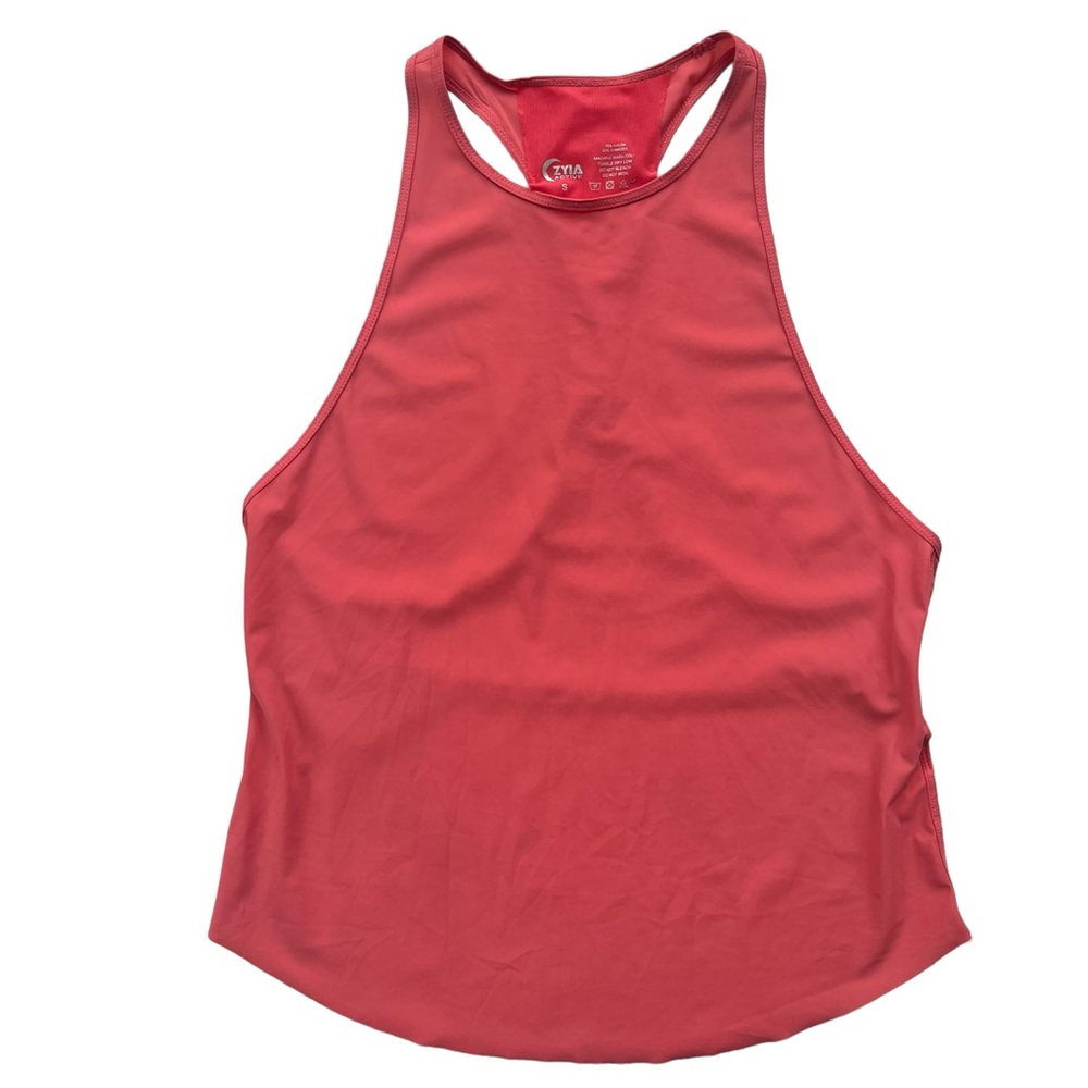 Zyia Active Womens Small Coral Double Racer Activewear Mesh Lined Nylon Tank Top